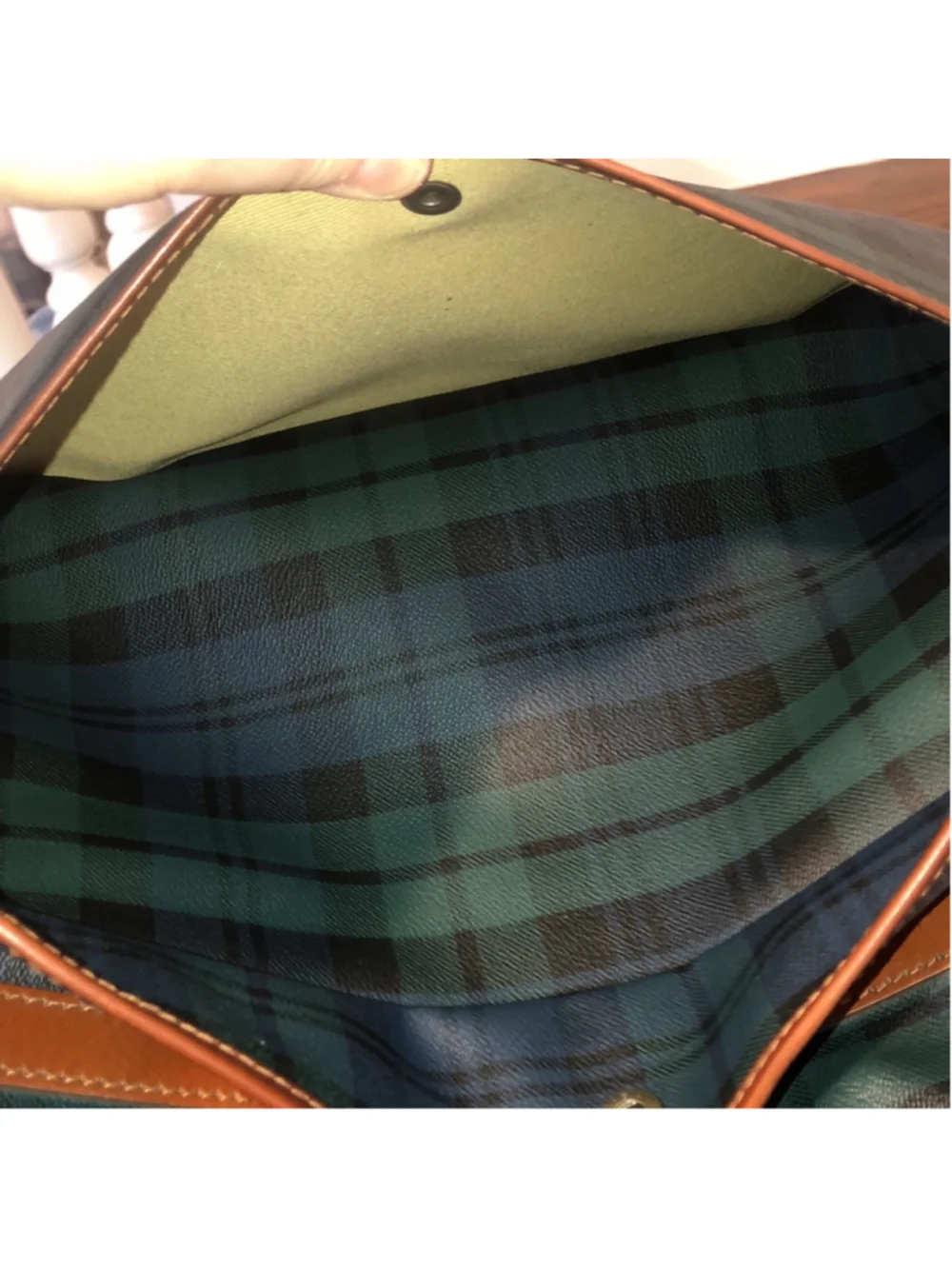 RALPH LAUREN Black Watch Plaid Crossbody Computer Messenger Tote Bag Vintage